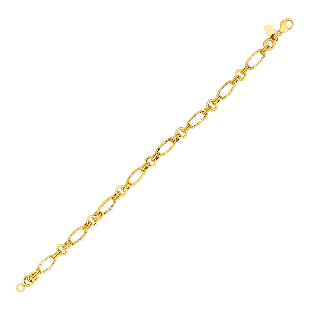 14k Yellow Gold Twisted and Polished Link Bracelet | Richard Cannon Jewelry