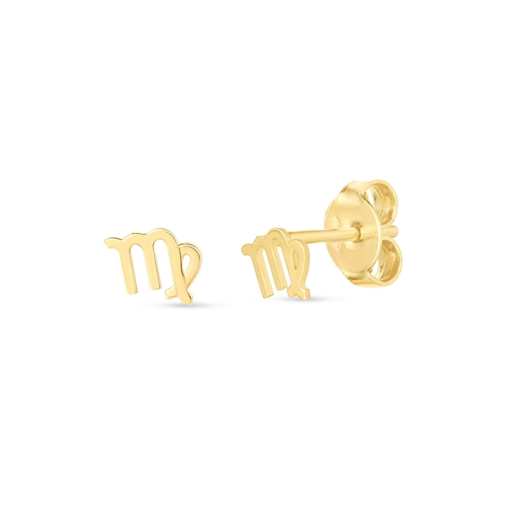 14k Yellow Gold Virgo Stud Earrings | Richard Cannon Jewelry