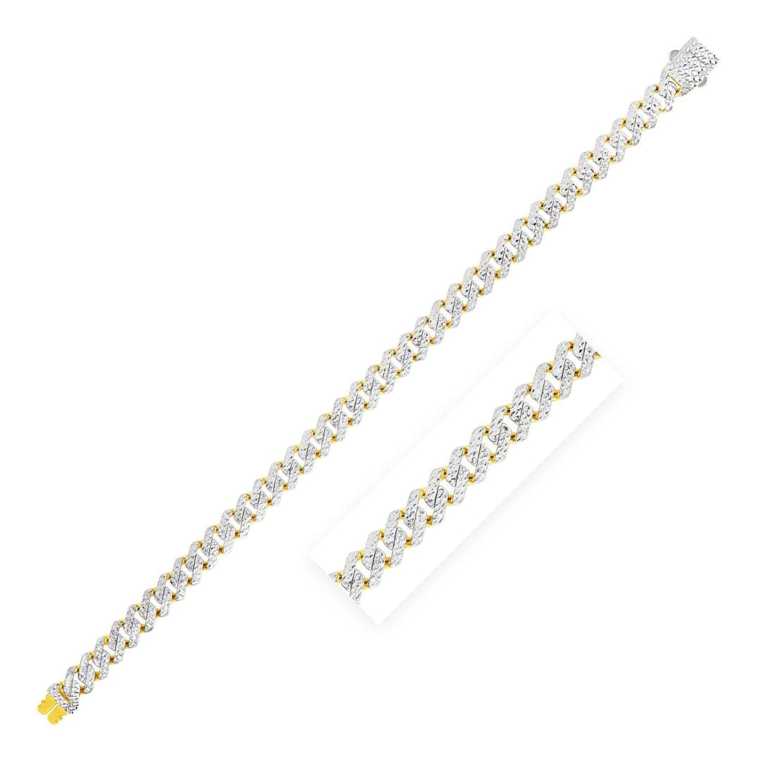 14k Yellow Gold White Pave High Polish Modern Lite Edge Bracelet (8.0mm) | Richard Cannon