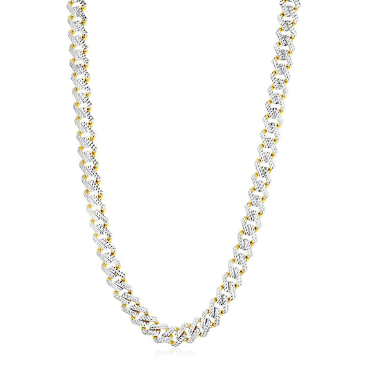 14k Yellow Gold White Pave High Polish Modern Lite Edge Chain (11.5mm) | Richard Cannon