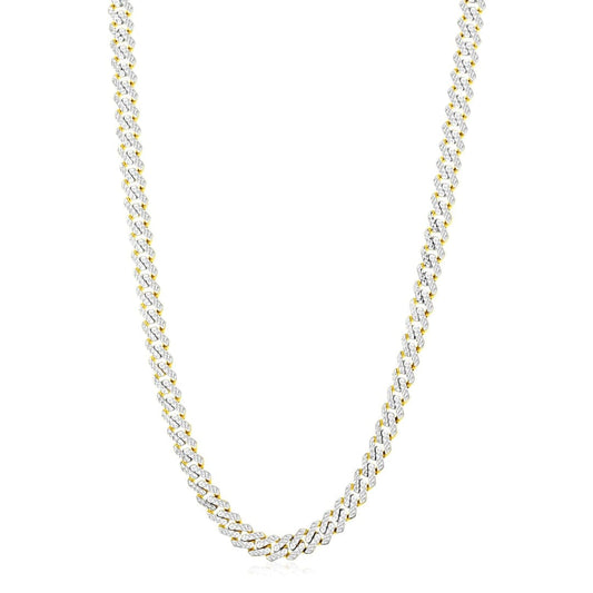 14k Yellow Gold White Pave High Polish Modern Lite Edge Chain (8.0mm) | Richard Cannon