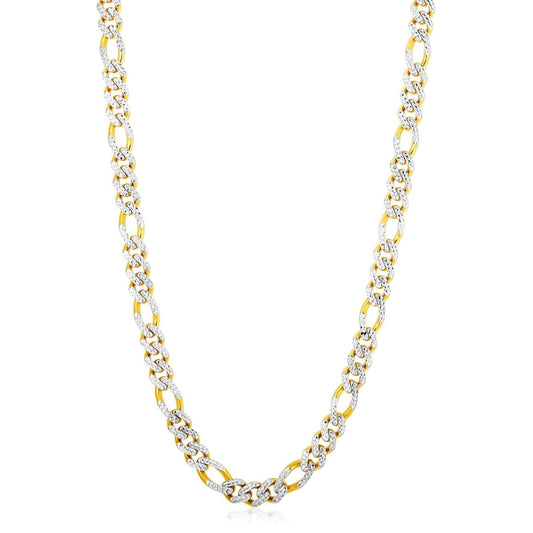 14k Yellow Gold White Pave High Polish Modern Lite Figaro Chain (8.0mm) | Richard Cannon