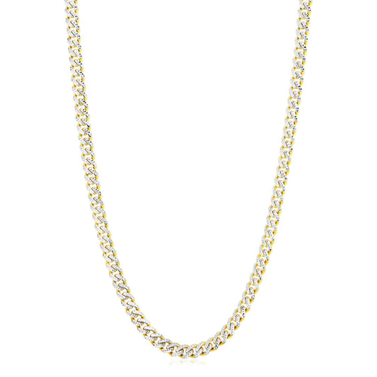 14k Yellow Gold White Pave High Polish Modern Lite Miami Cuban Chain (6.5mm) | Richard