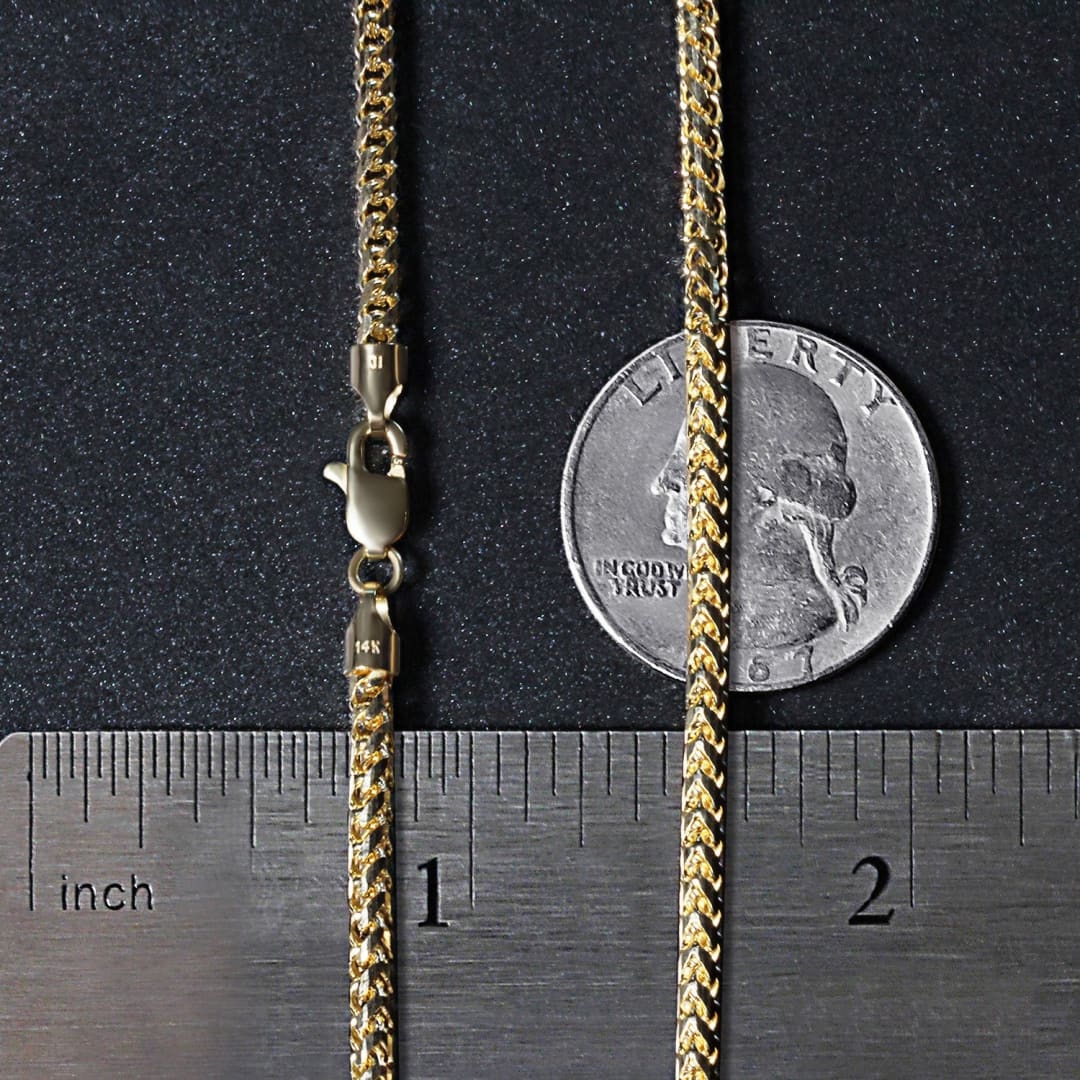 14k Yellow Solid Gold Diamond Cut Round Franco Chain (2.70 mm) | Richard Cannon Jewelry