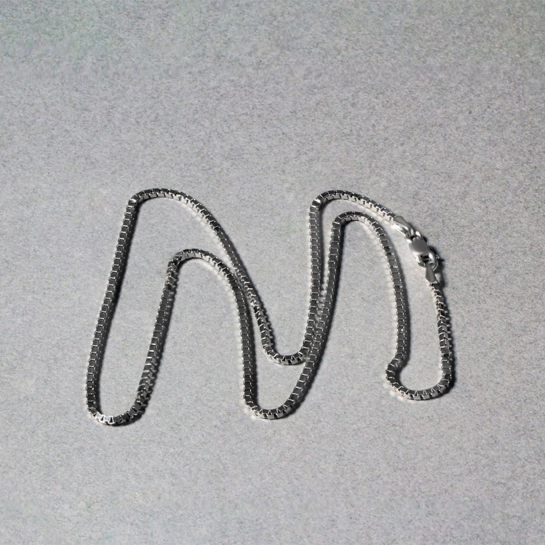 18k White Gold Classic Box Chain 1.4mm | Richard Cannon Jewelry