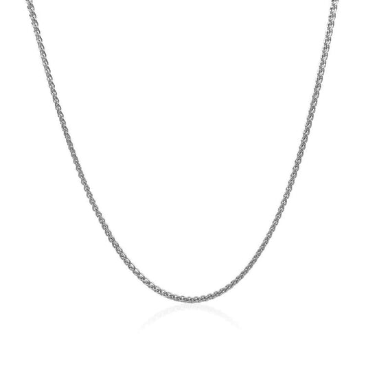 18k White Gold Round Wheat Chain 1.4mm | Richard Cannon Jewelry