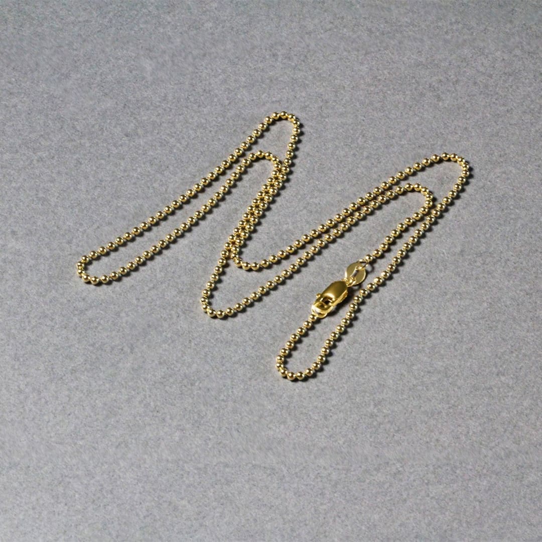 18k Yellow Gold Bead Chain 1.5mm | Richard Cannon Jewelry