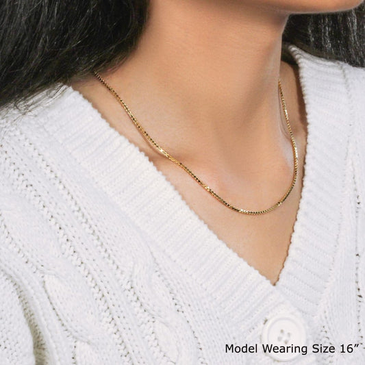 18k Yellow Gold Classic Box Chain 1.4mm | Richard Cannon Jewelry