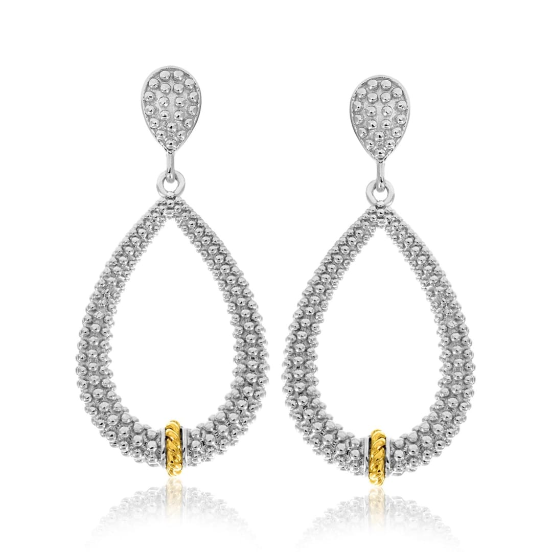 18k Yellow Gold & Sterling Silver Diamond Accented Graduated Popcorn Earrings | Richard
