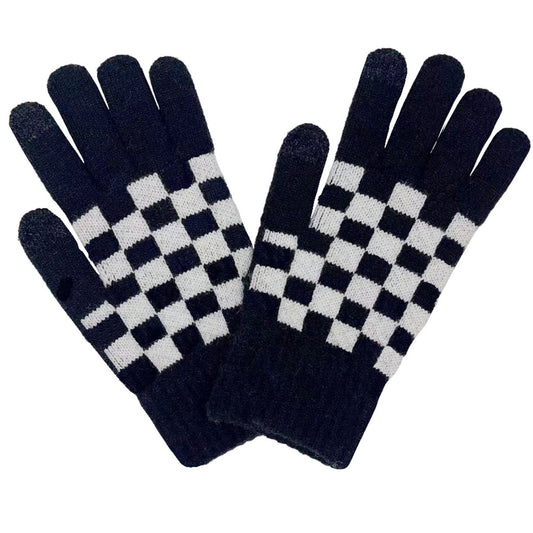 Fashion Week Checkered Cozy Gloves-1