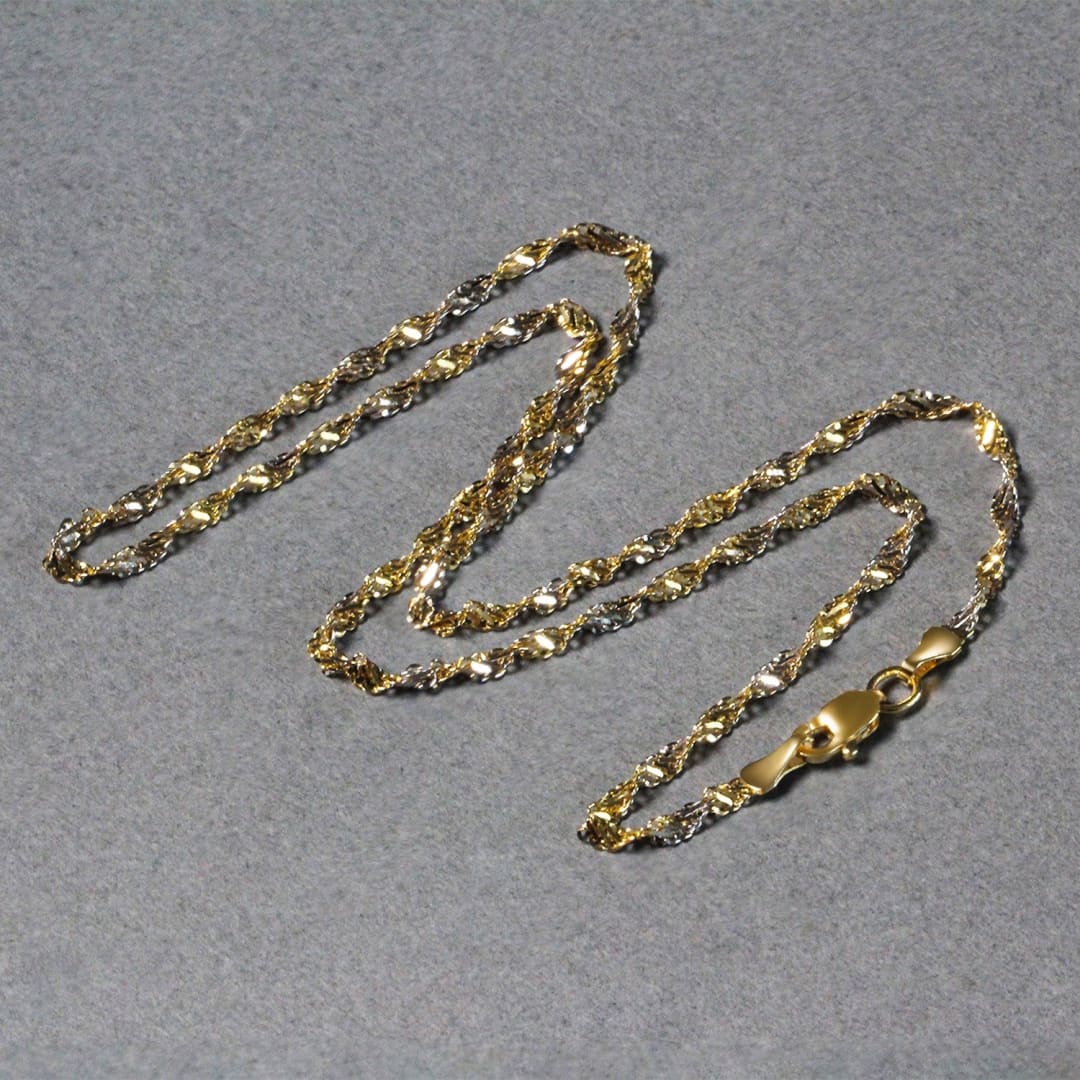 2.0mm 14k Two-Tone Gold Singapore Chain | Richard Cannon Jewelry