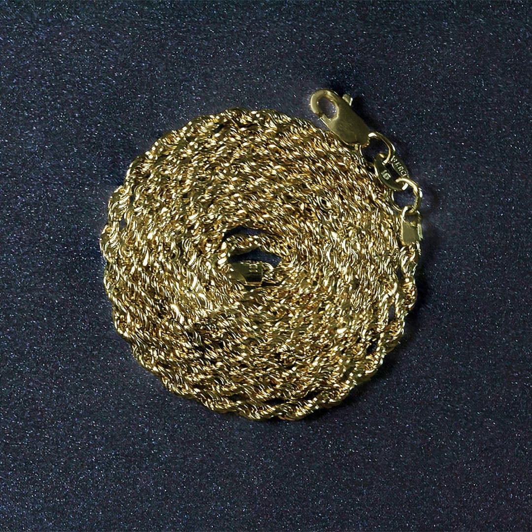 2.0mm 14k Yellow Gold Light Rope Chain | Richard Cannon Jewelry