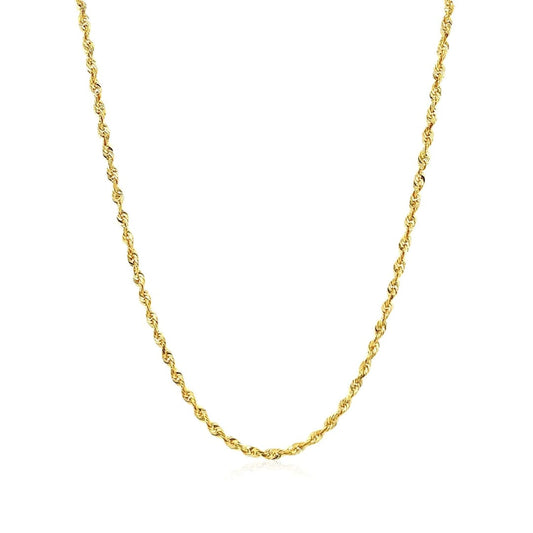 2.0mm 14k Yellow Gold Solid Diamond Cut Rope Chain | Richard Cannon Jewelry