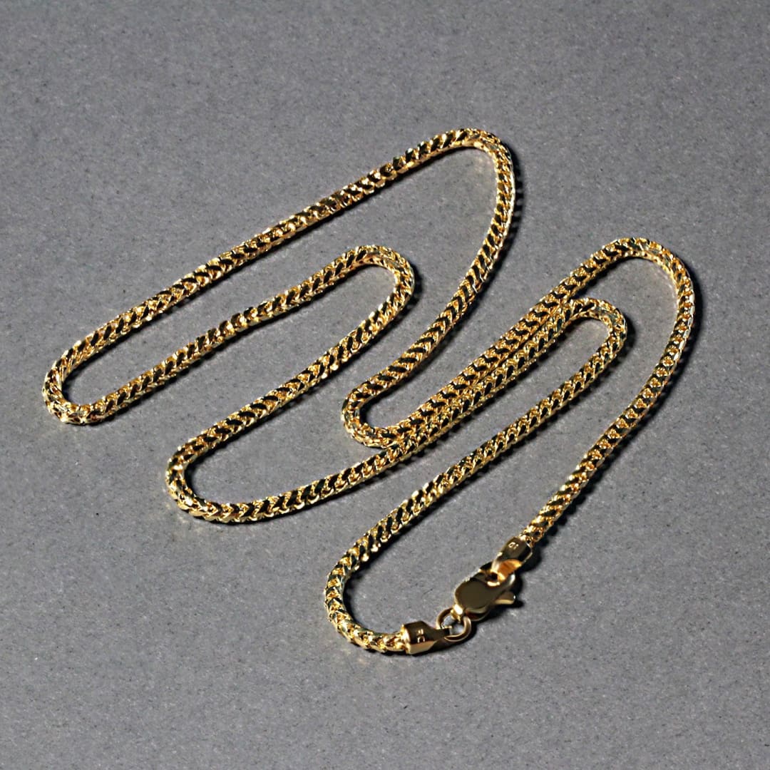 2.2mm 14k Yellow Solid Gold Diamond Cut Round Franco Chain | Richard Cannon Jewelry