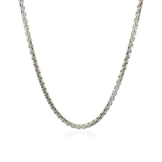 2.4mm 14k White Gold Round Box Chain | Richard Cannon Jewelry