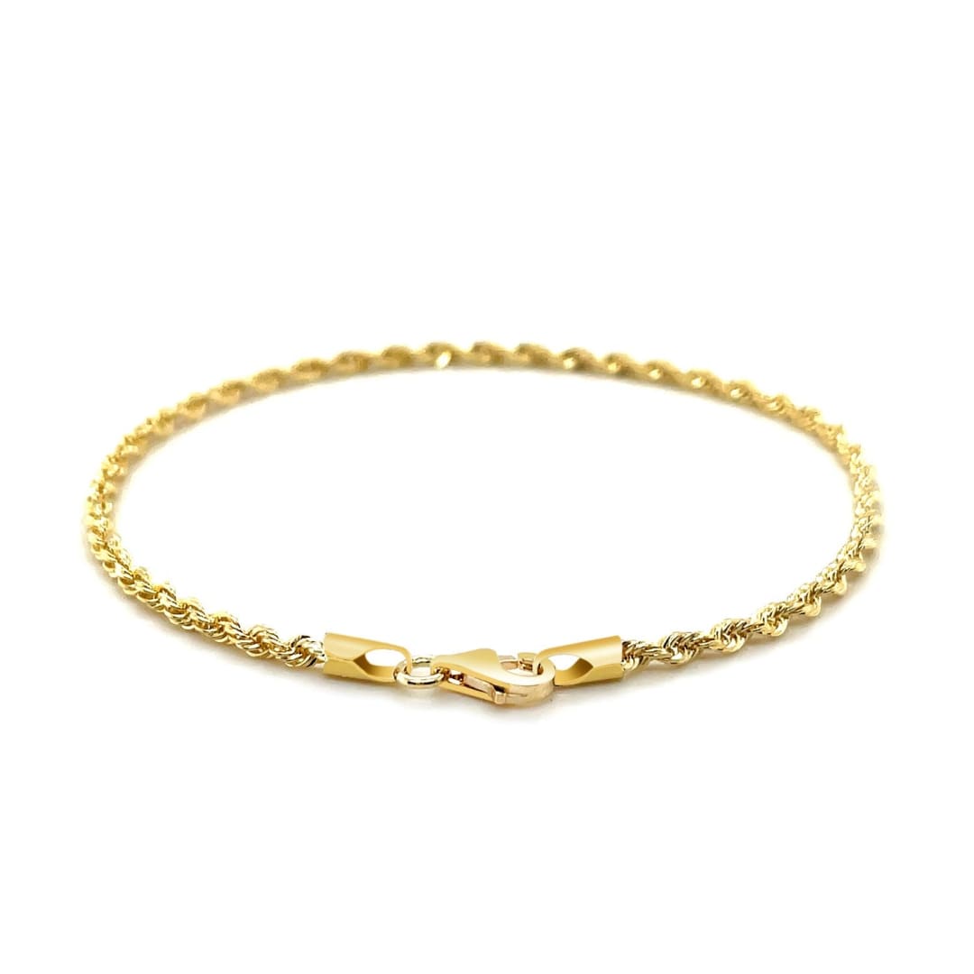 2.5mm 10k Yellow Gold Solid Diamond Cut Rope Bracelet | Richard Cannon Jewelry