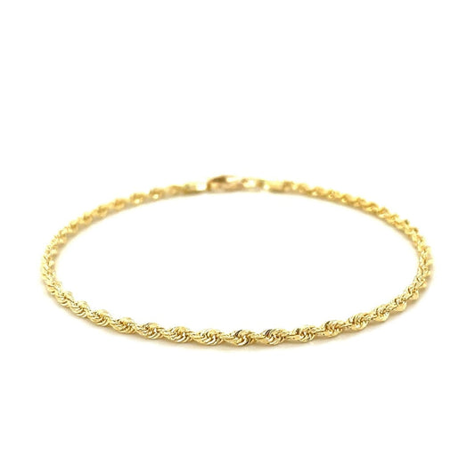 2.5mm 10k Yellow Gold Solid Diamond Cut Rope Bracelet | Richard Cannon Jewelry