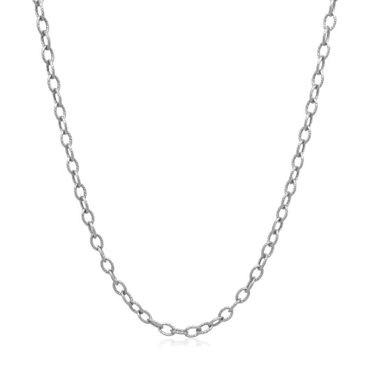 2.5mm 14k White Gold Pendant Chain with Textured Links | Richard Cannon Jewelry