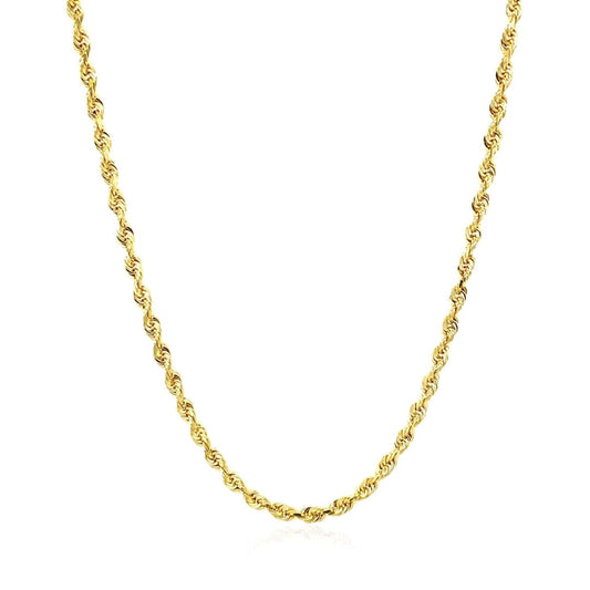 2.5mm 14k Yellow Gold Solid Diamond Cut Rope Chain | Richard Cannon Jewelry
