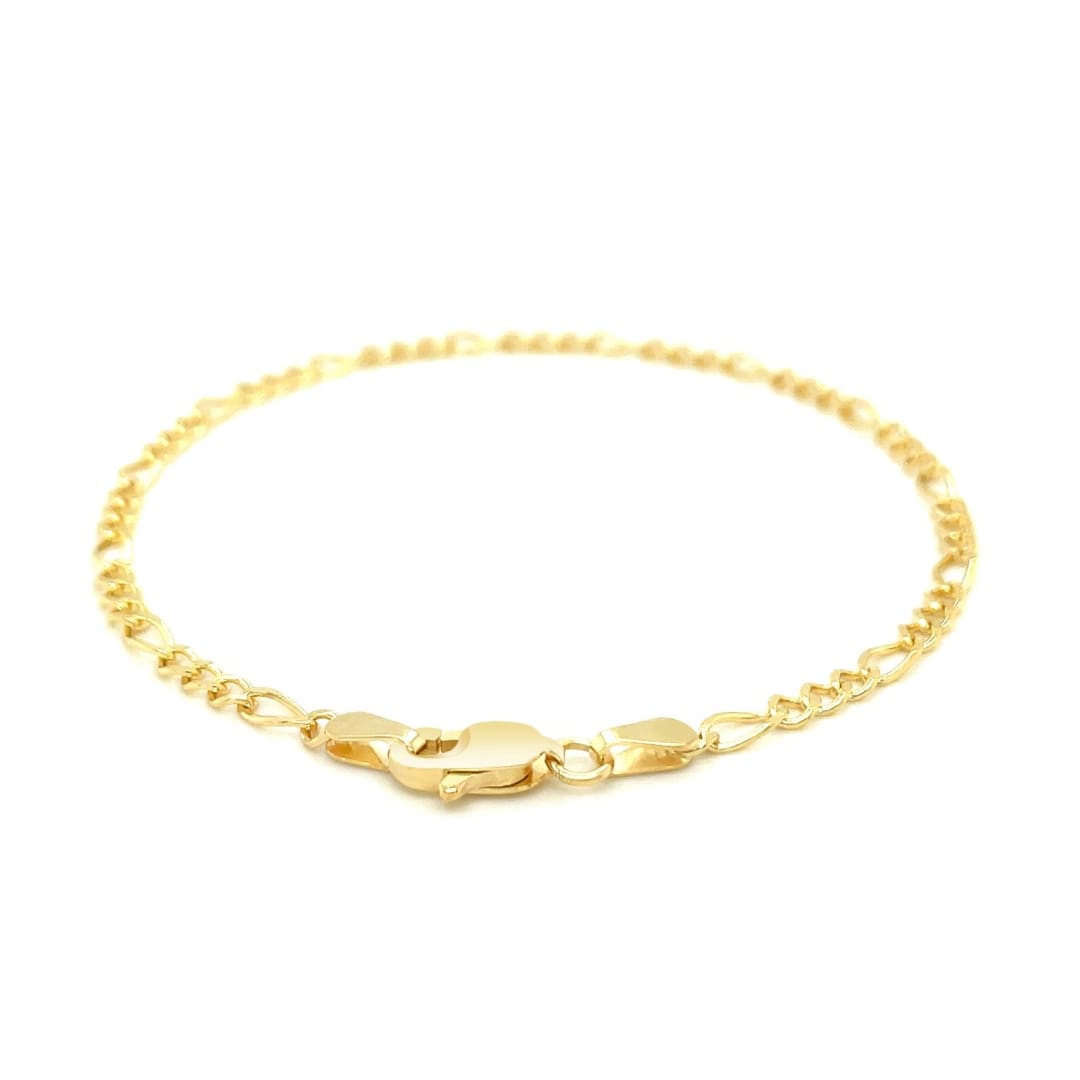 2.6mm 10k Yellow Gold Link Figaro Bracelet | Richard Cannon Jewelry