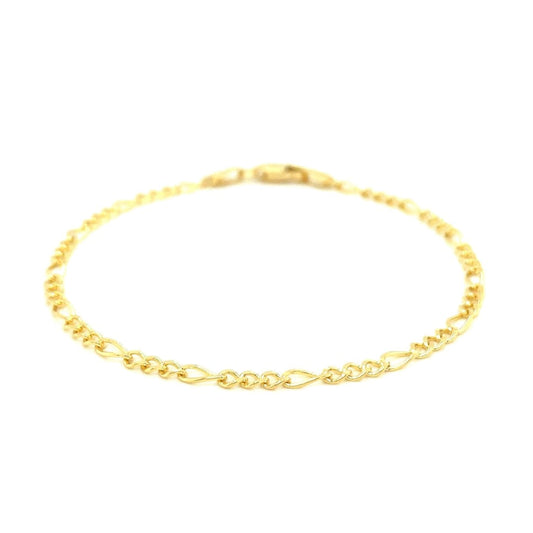 2.6mm 10k Yellow Gold Link Figaro Bracelet | Richard Cannon Jewelry