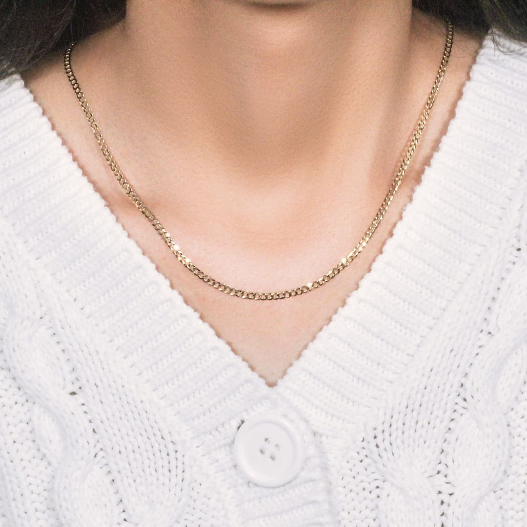 2.6mm 14k Yellow Gold Solid Curb Chain | Richard Cannon Jewelry