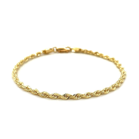 2.75mm 10k Yellow Gold Solid Diamond Cut Rope Bracelet | Richard Cannon Jewelry