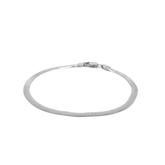 2.8mm 14k White Gold Super Flex Herringbone Bracelet | Richard Cannon Jewelry