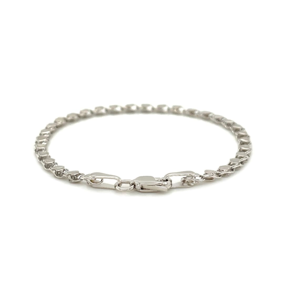 2.9mm 14k White Gold Heart Anklet | Richard Cannon Jewelry