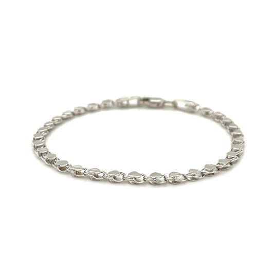 2.9mm 14k White Gold Heart Anklet | Richard Cannon Jewelry