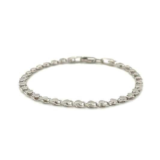 2.9mm 14k White Gold Heart Bracelet | Richard Cannon Jewelry