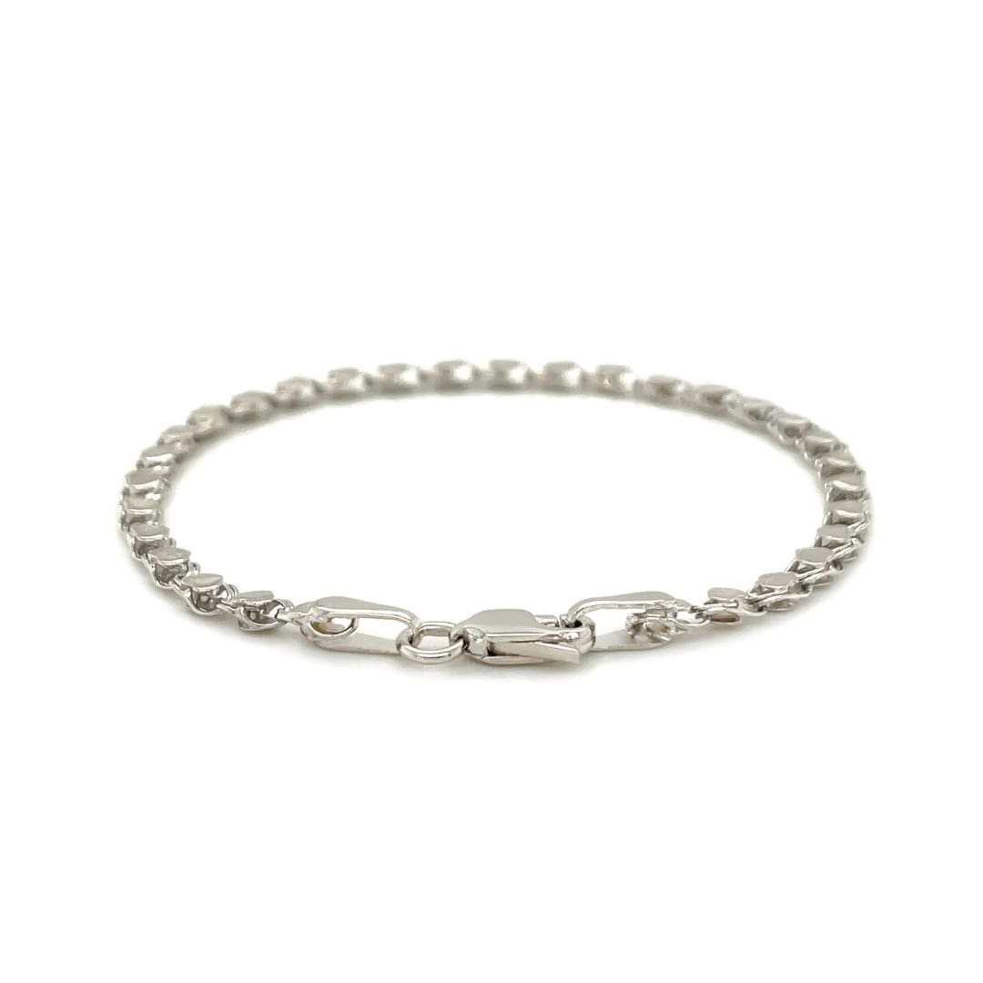 2.9mm 14k White Gold Heart Bracelet | Richard Cannon Jewelry