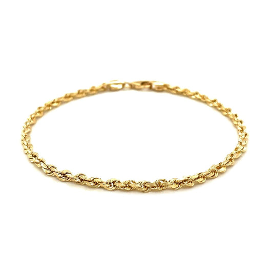 3.0mm 14k Yellow Gold Solid Diamond Cut Rope Bracelet | Richard Cannon Jewelry