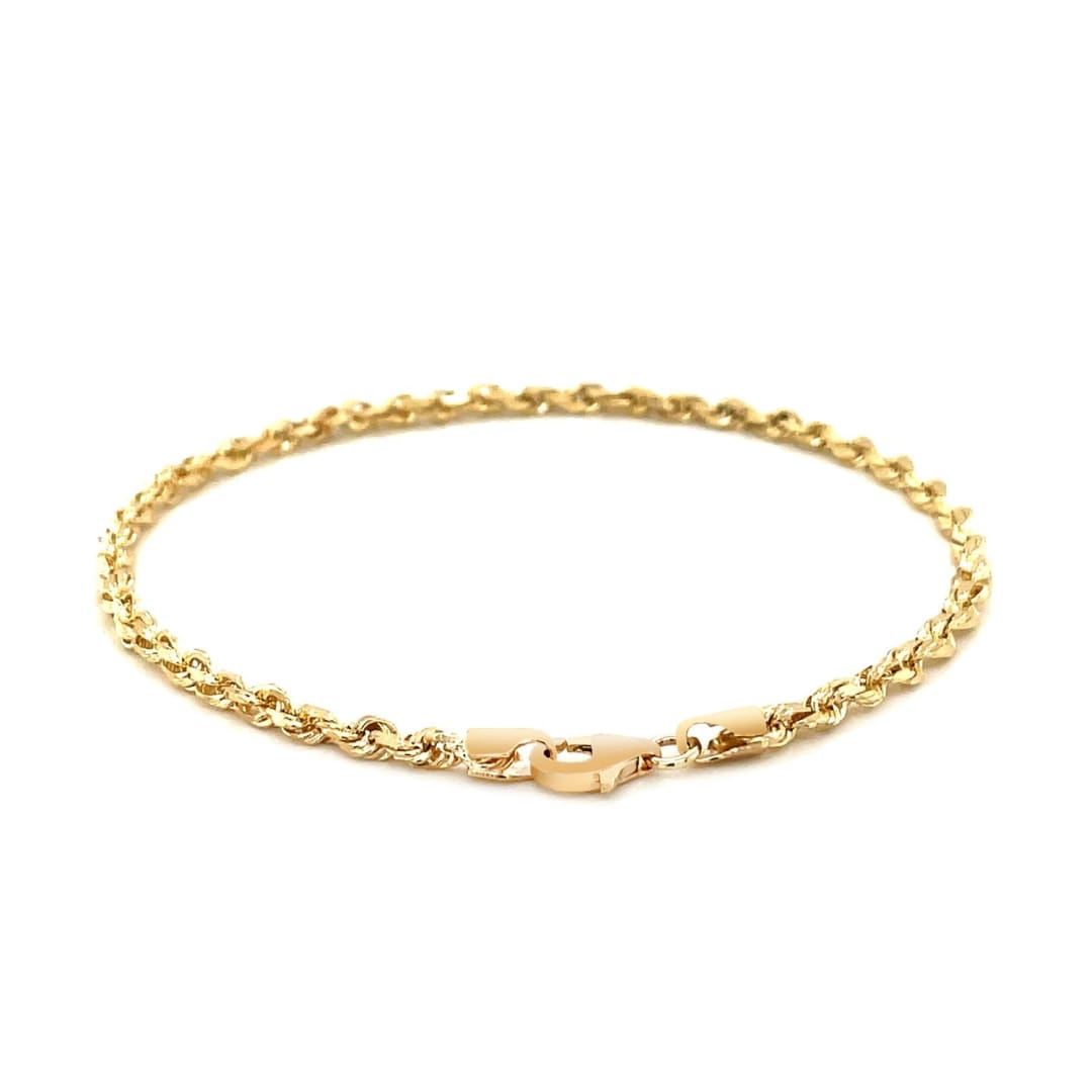 3.0mm 14k Yellow Gold Solid Diamond Cut Rope Bracelet | Richard Cannon Jewelry