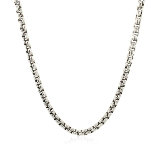 3.0mm Sterling Silver Rhodium Plated Round Box Chain | Richard Cannon Jewelry