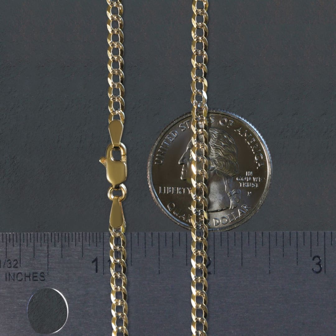 3.2 mm 14k Two Tone Gold Pave Curb Chain | Richard Cannon Jewelry