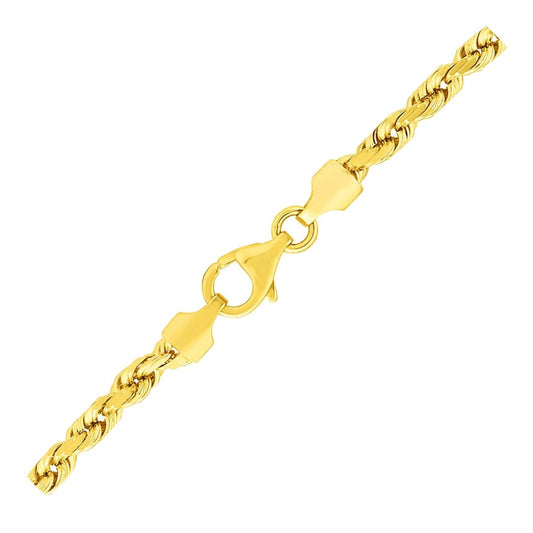 3.5mm 10k Yellow Gold Solid Diamond Cut Rope Bracelet | Richard Cannon Jewelry