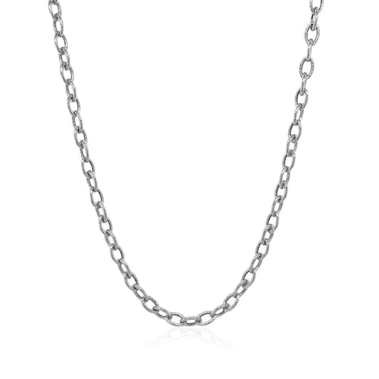 3.5mm 14k White Gold Pendant Chain with Textured Links | Richard Cannon Jewelry