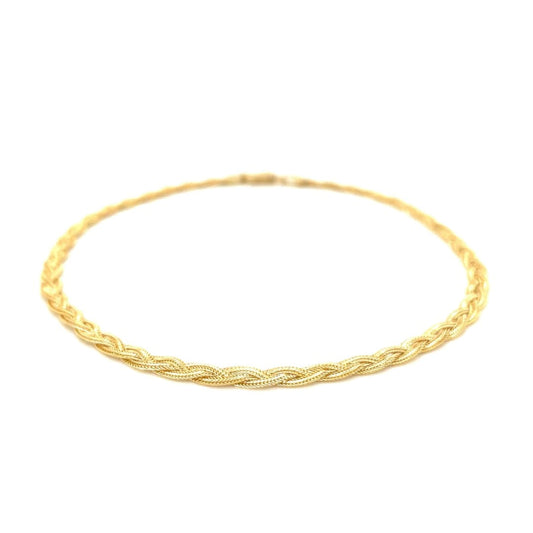 3.5mm 14k Yellow Braided Foxtail Anklet | Richard Cannon Jewelry
