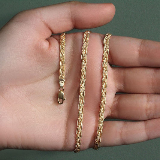 3.5mm 14k Yellow Gold Braided Chain | Richard Cannon Jewelry