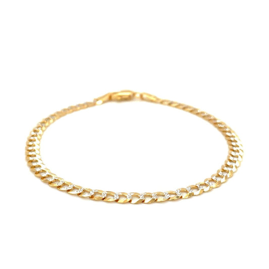 3.6mm 14k Two Tone Gold Pave Curb Bracelet | Richard Cannon Jewelry