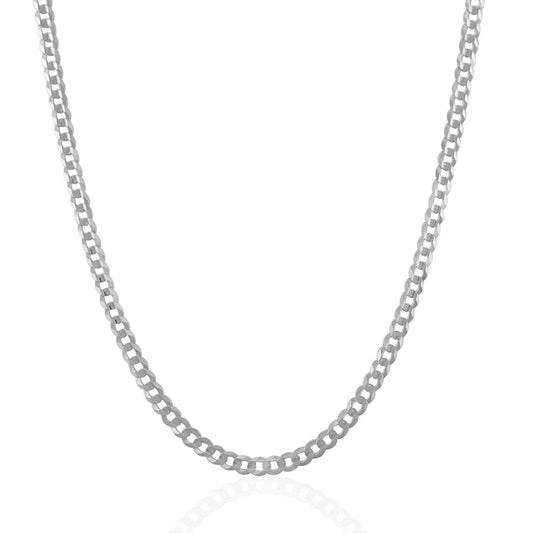 3.6mm 14k White Gold Solid Curb Chain | Richard Cannon Jewelry
