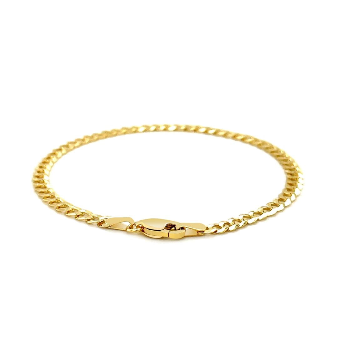 3.6mm 14k Yellow Gold Solid Curb Bracelet | Richard Cannon Jewelry