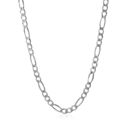 3.8mm 14k White Gold Solid Figaro Chain | Richard Cannon Jewelry