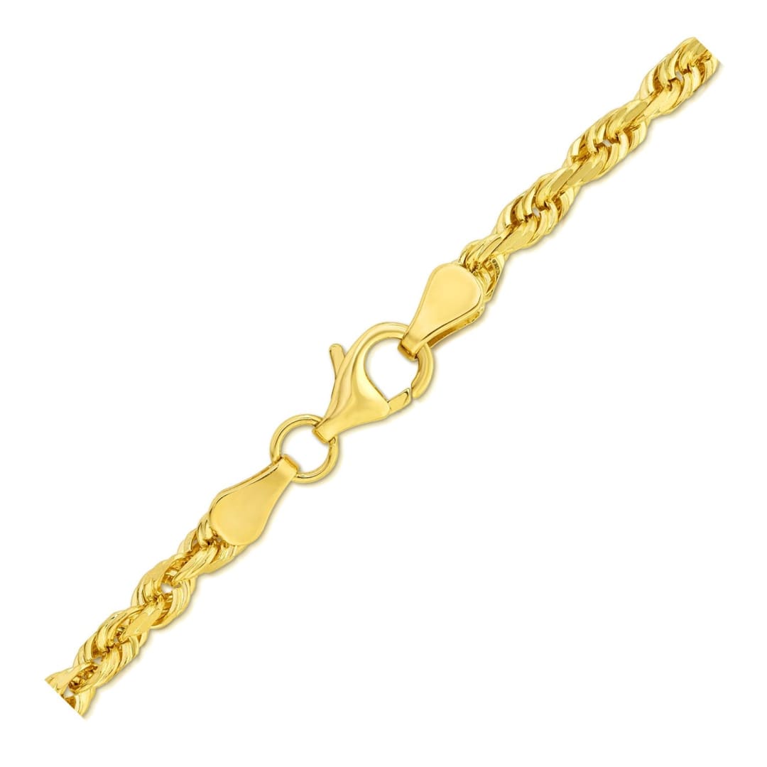 4.0mm 10k Yellow Gold Solid Diamond Cut Rope Bracelet | Richard Cannon Jewelry