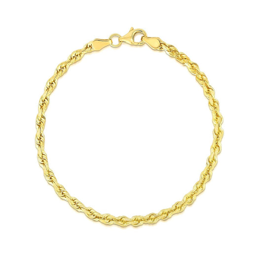 4.0mm 10k Yellow Gold Solid Diamond Cut Rope Bracelet | Richard Cannon Jewelry