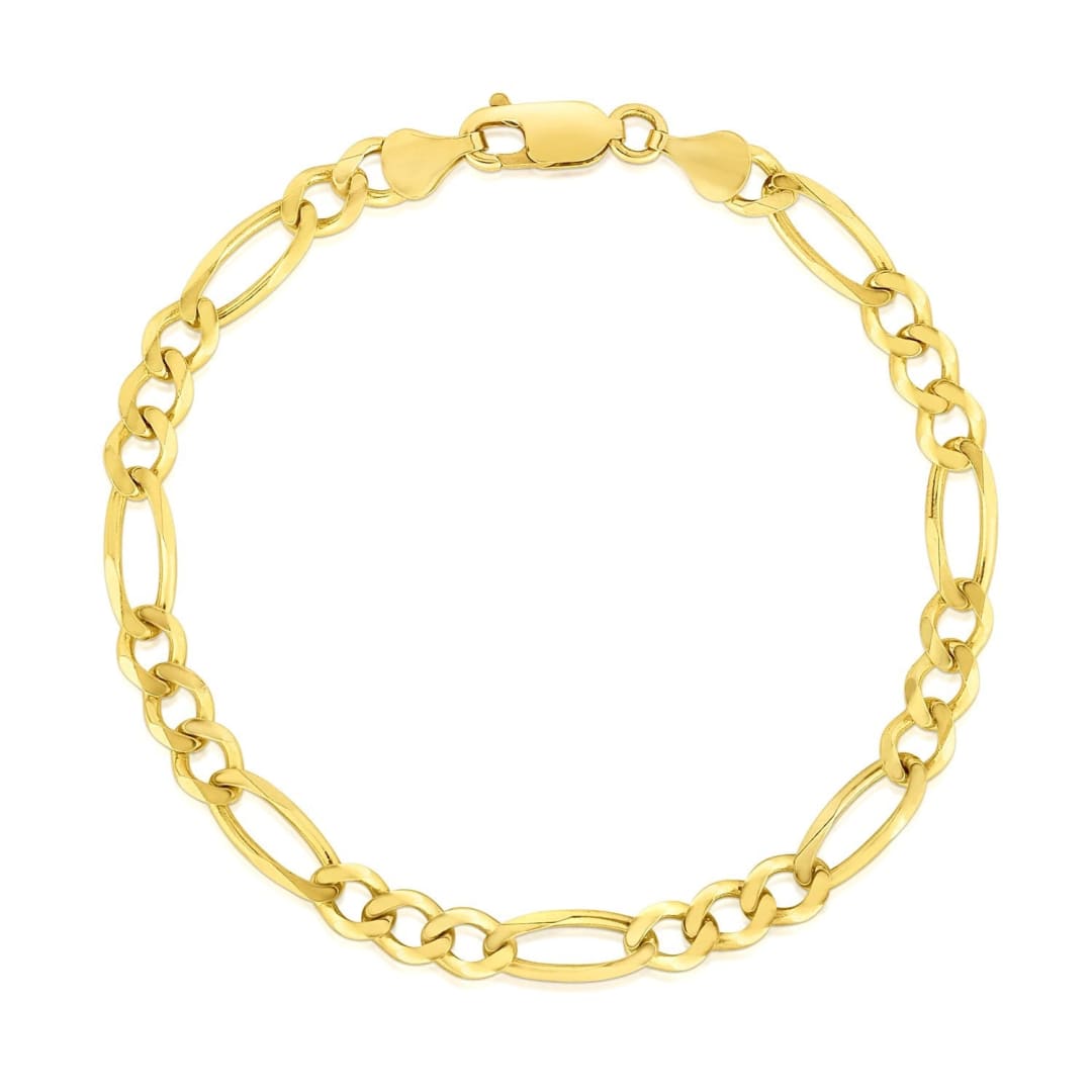 4.5mm 10k Yellow Gold Solid Figaro Bracelet | Richard Cannon Jewelry