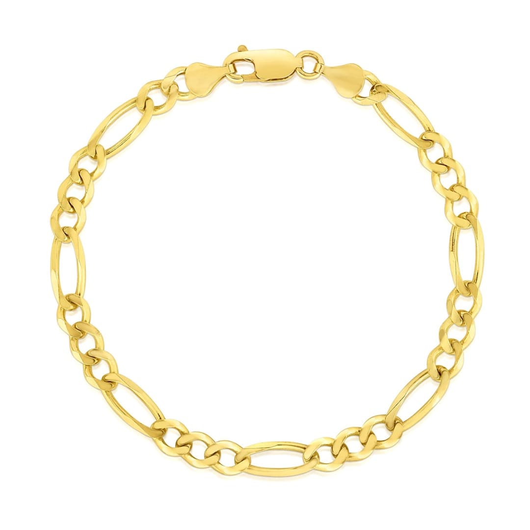 4.5mm 14k Yellow Gold Solid Figaro Bracelet | Richard Cannon Jewelry