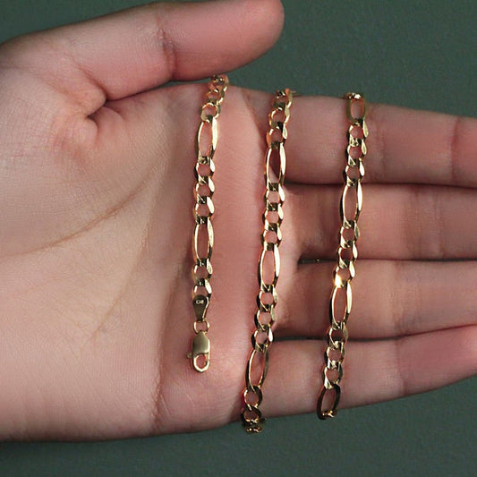 4.5mm 14k Yellow Gold Solid Figaro Chain | Richard Cannon Jewelry