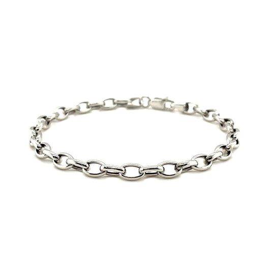 4.6mm 14k White Gold Oval Rolo Bracelet | Richard Cannon Jewelry